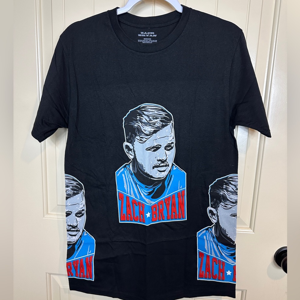 Zach Bryan all over print black short‎ sleeve cotton t-shirt sz M NWOT